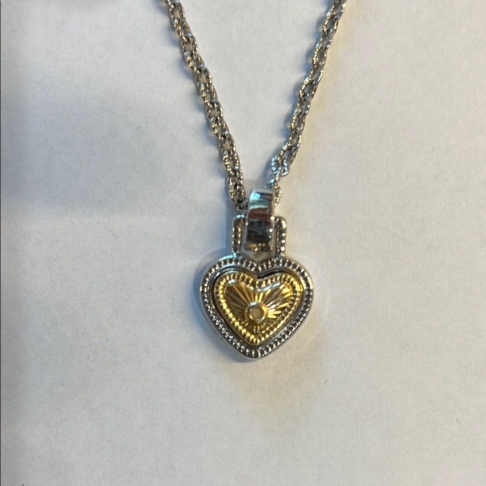 NWOT Diamonds International Silver and Gold Heart Pendant